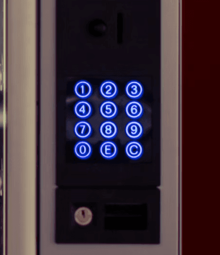 User interacting with a smart vending machine